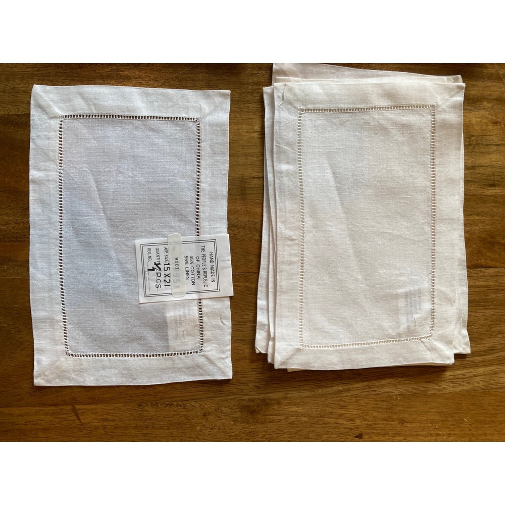 Peking Handcraft Oblong Cocktail Napkin Set 31 15x21‎ Linen Hemstitch Entertain